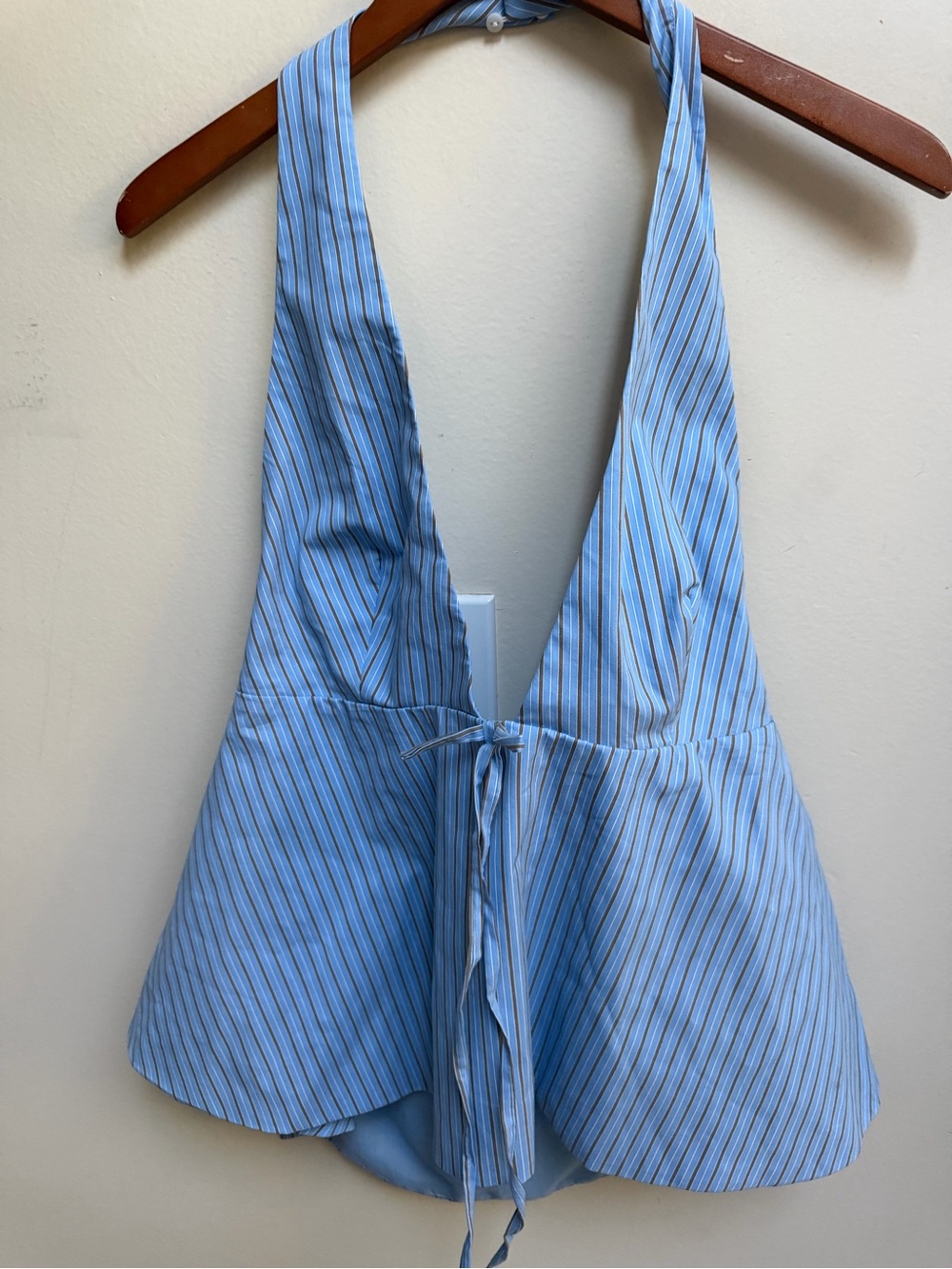 NWT Zara Light Blue Striped Halter Tie-Front Camisole